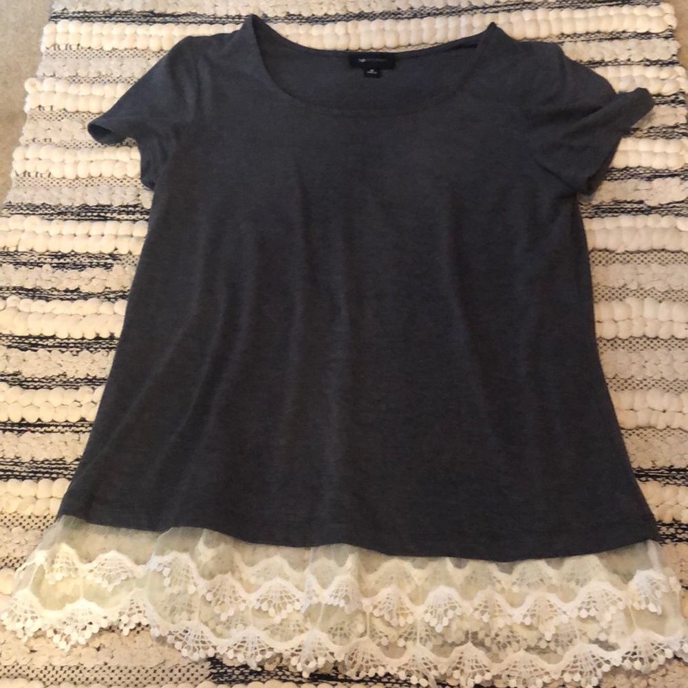 AB STUDIO Grey Blouse with Lace Detail